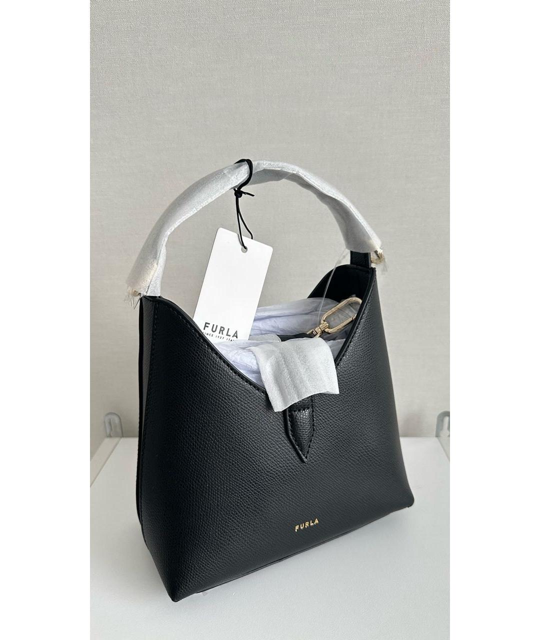 FURLA Черная кожаная сумка с короткими ручками, фото 2