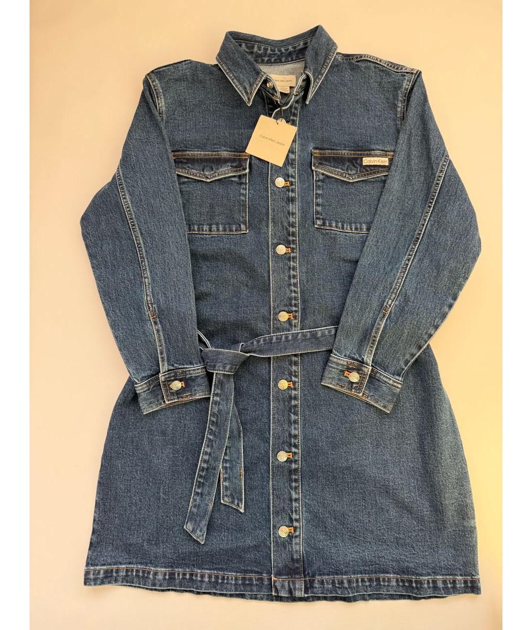 CALVIN KLEIN Синее деним повседневное платье, фото 7