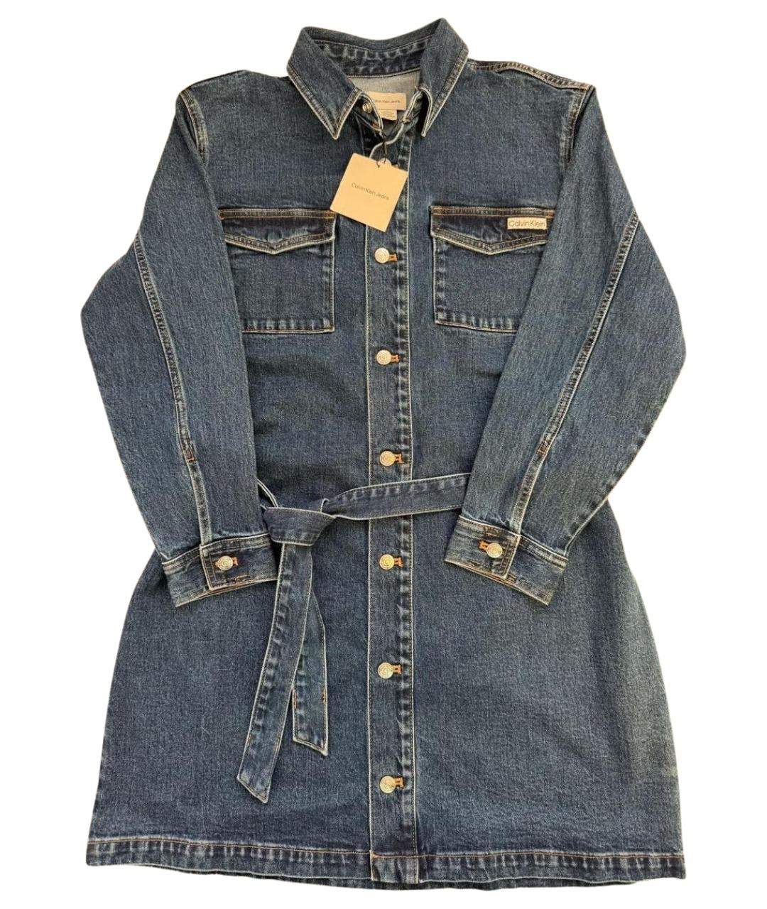 CALVIN KLEIN Синее деним повседневное платье, фото 1