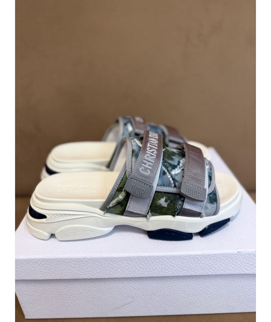 CHRISTIAN DIOR Мульти неопреновые шлепанцы, фото 9