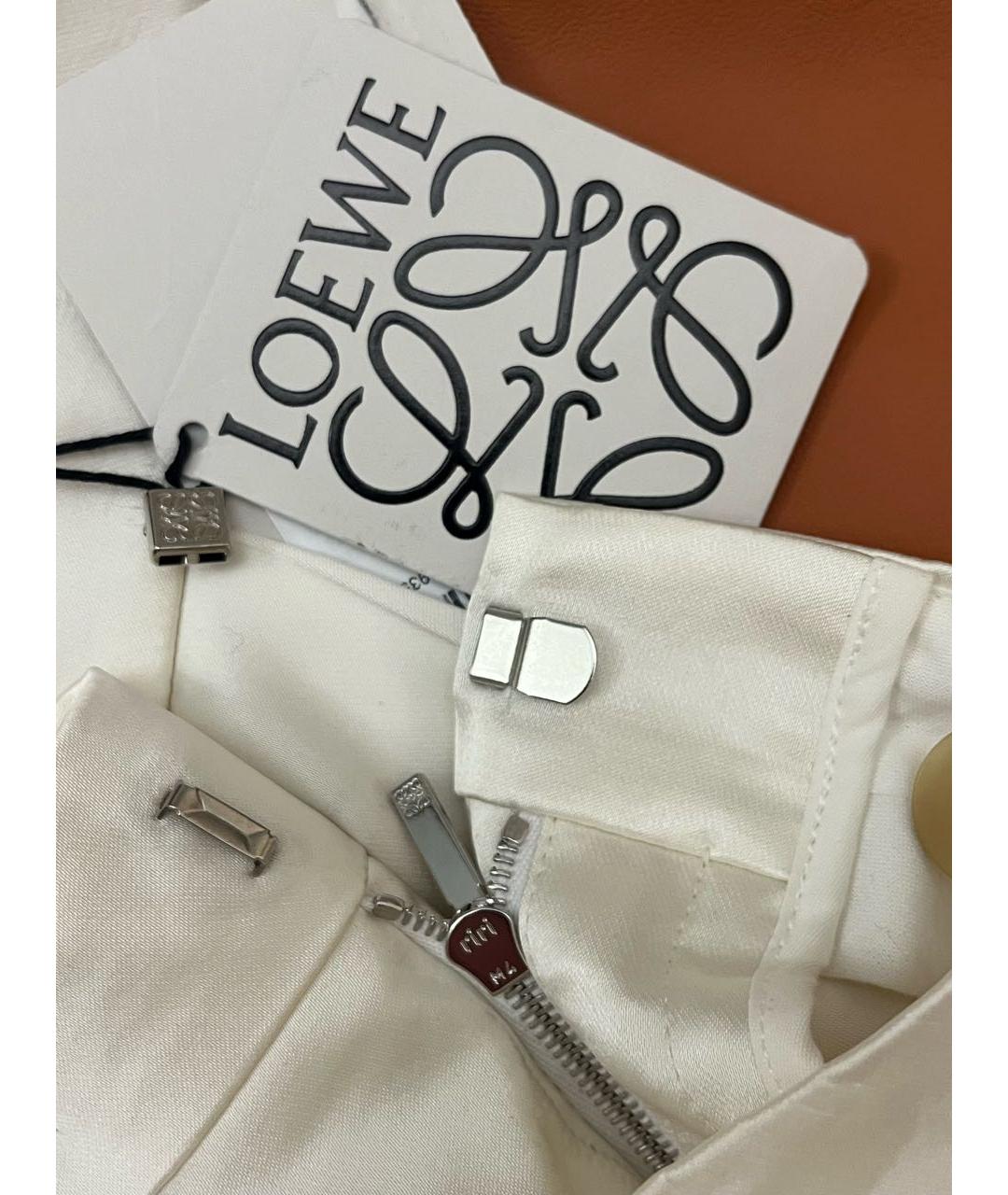 LOEWE Белые вискозные брюки широкие, фото 4
