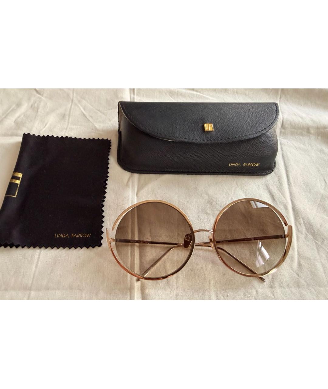 LINDA FARROW Золотые металлические солнцезащитные очки, фото 4