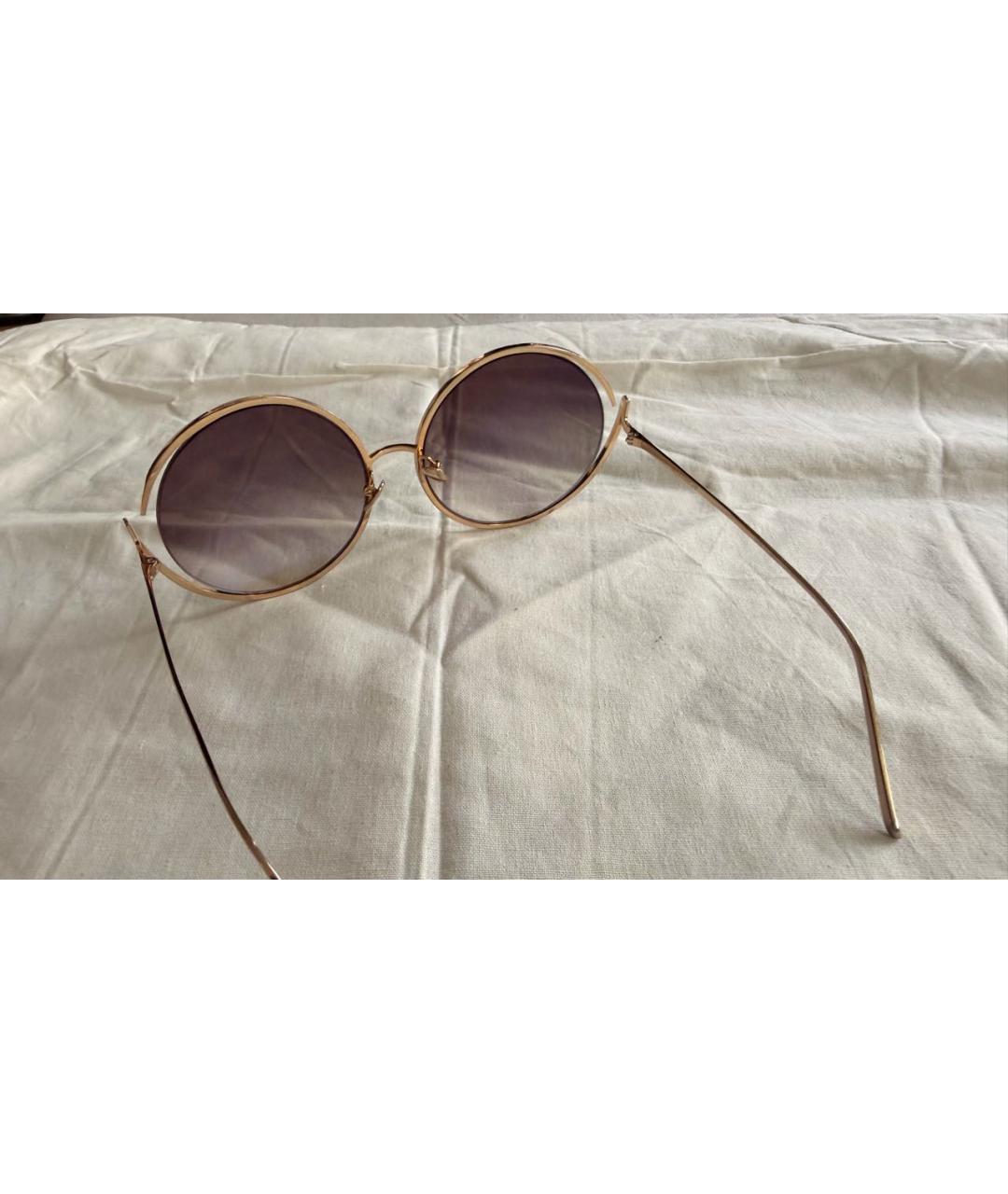 LINDA FARROW Золотые металлические солнцезащитные очки, фото 3