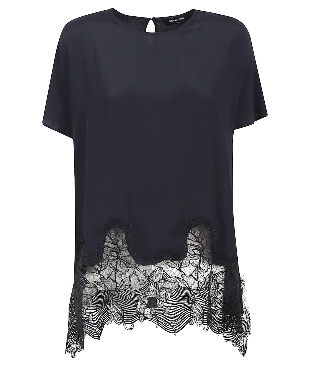 FABIANA FILIPPI Темно-синяя ацетатная футболка, фото 1