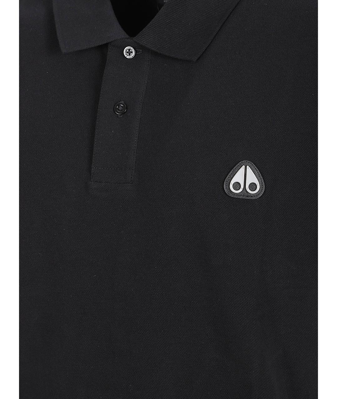 MOOSE KNUCKLES Черное хлопковое поло с коротким рукавом, фото 2