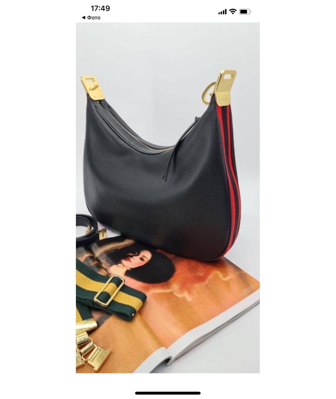 GUCCI Черная кожаная сумка через плечо, фото 2