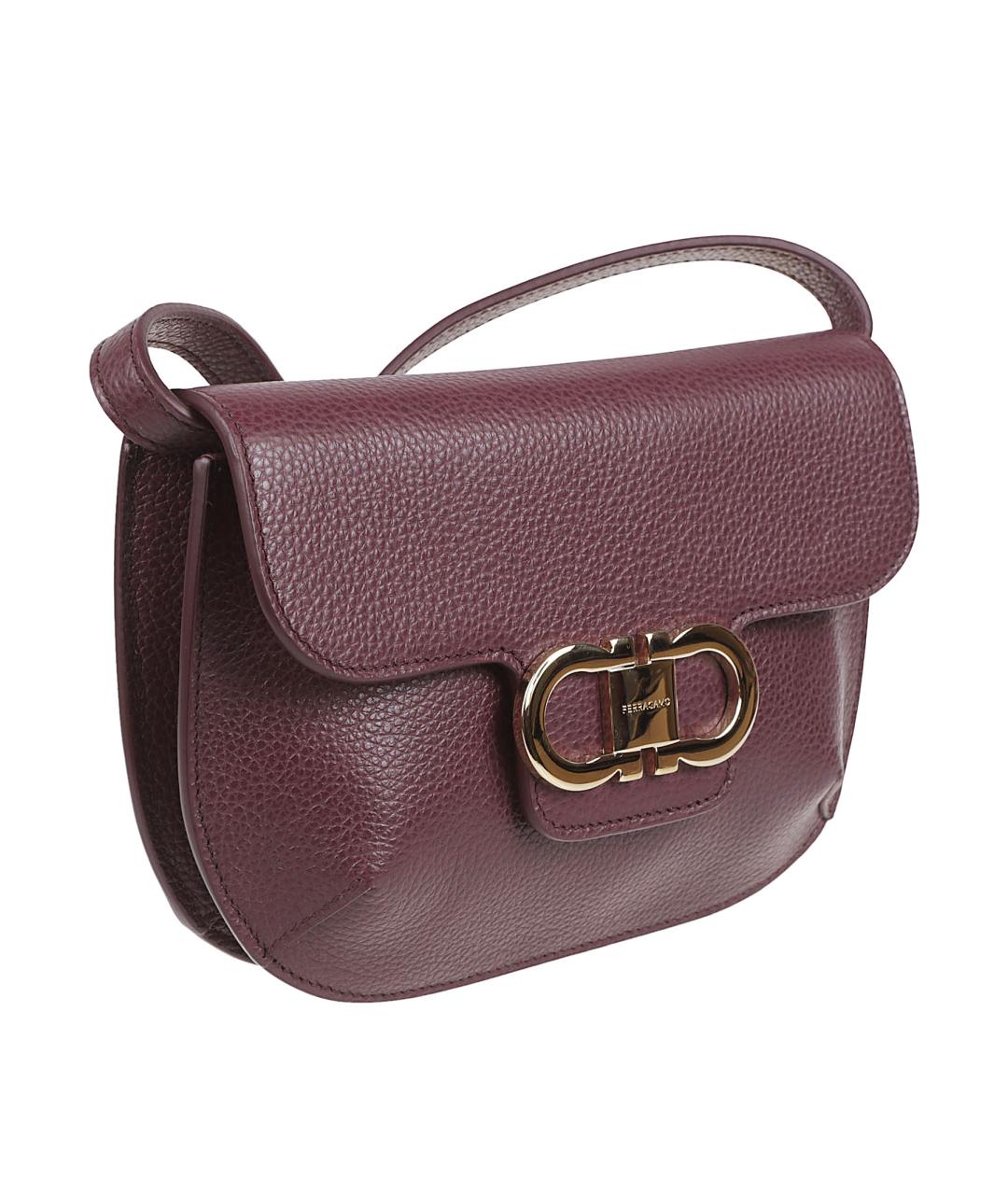 FERRAGAMO Бордовая кожаная сумка через плечо, фото 3