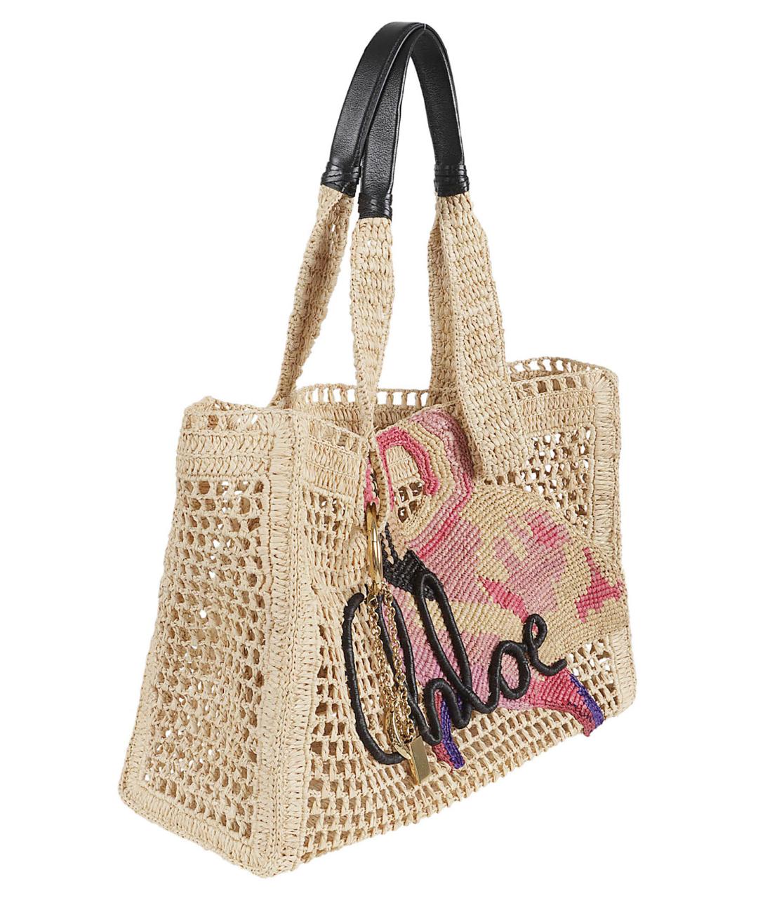 CHLOE Бежевая пелетеная сумка тоут, фото 3