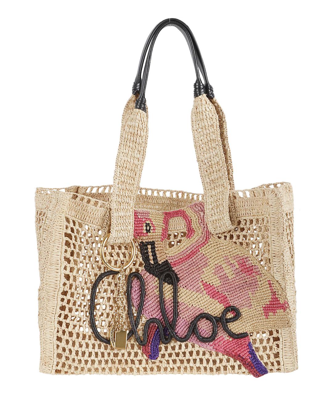 CHLOE Бежевая пелетеная сумка тоут, фото 1