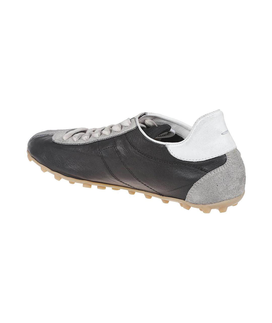 MAISON MARGIELA Черные кожаные низкие кроссовки / кеды, фото 3