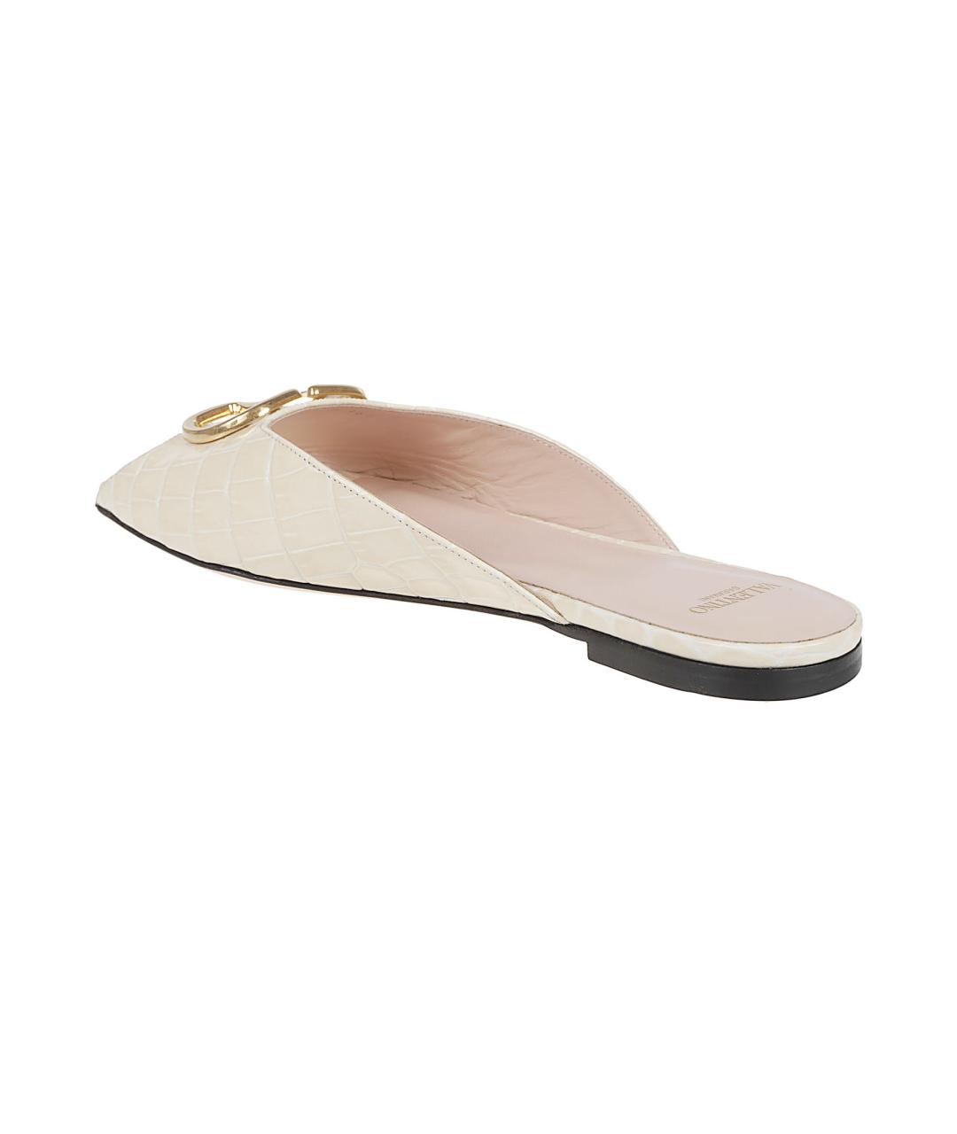 VALENTINO Бежевые кожаные шлепанцы, фото 3