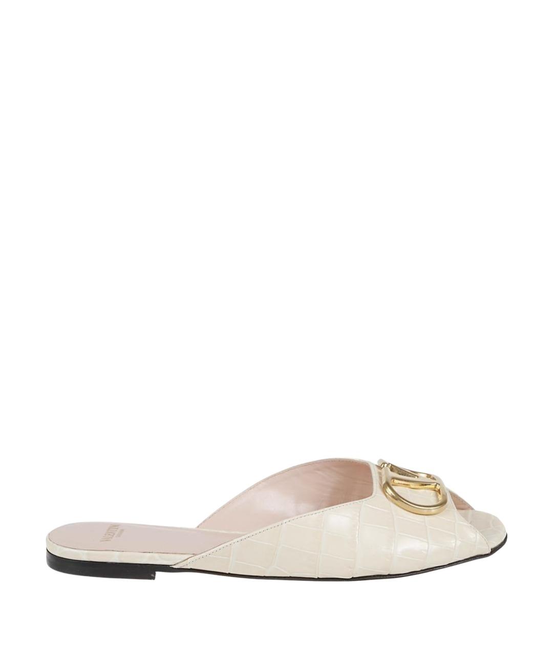 VALENTINO Бежевые кожаные шлепанцы, фото 1