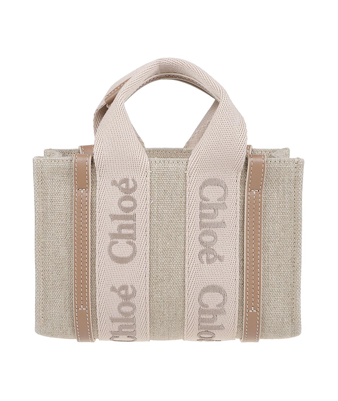 CHLOE Бежевая льняная сумка тоут, фото 1