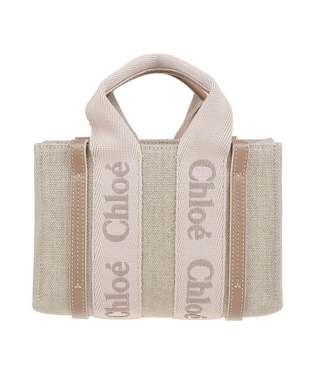 CHLOE Бежевая льняная сумка тоут, фото 2