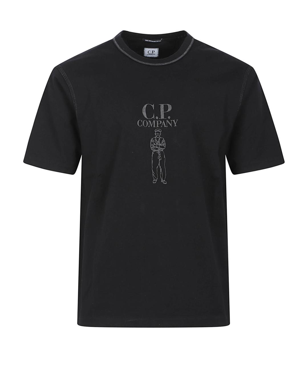 CP COMPANY Черная хлопковая футболка, фото 1