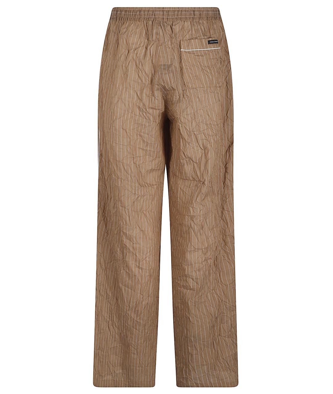 DOLCE&GABBANA Коричневые льняные повседневные брюки, фото 3