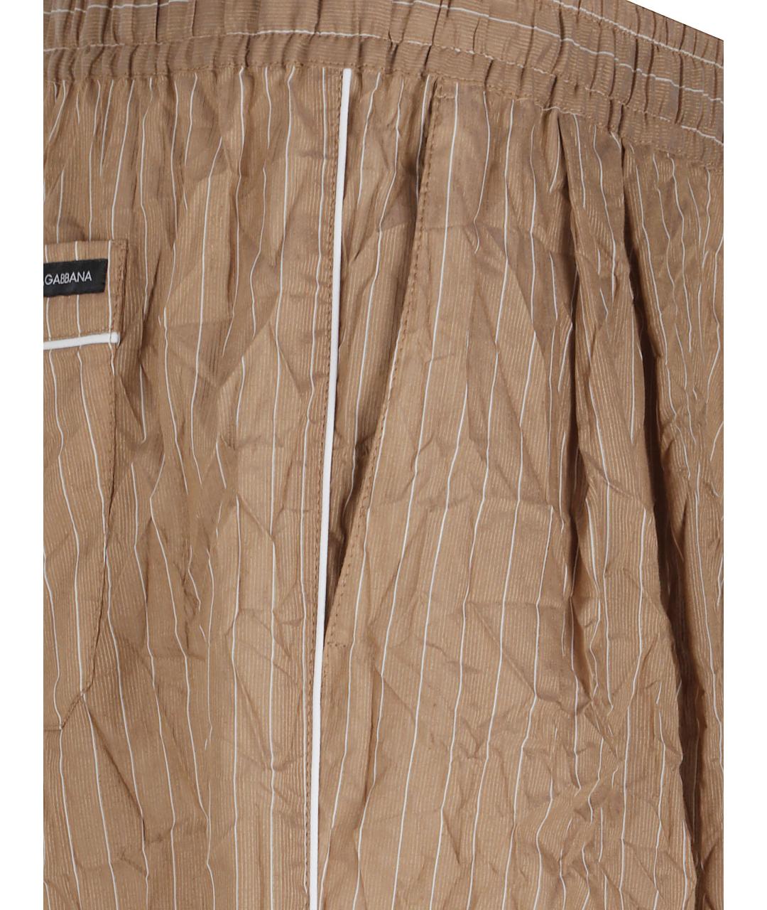 DOLCE&GABBANA Коричневые льняные повседневные брюки, фото 2