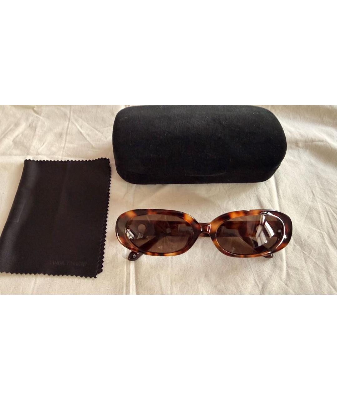 LINDA FARROW Коричневые пластиковые солнцезащитные очки, фото 4