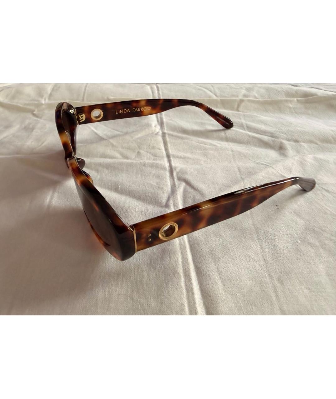 LINDA FARROW Коричневые пластиковые солнцезащитные очки, фото 2