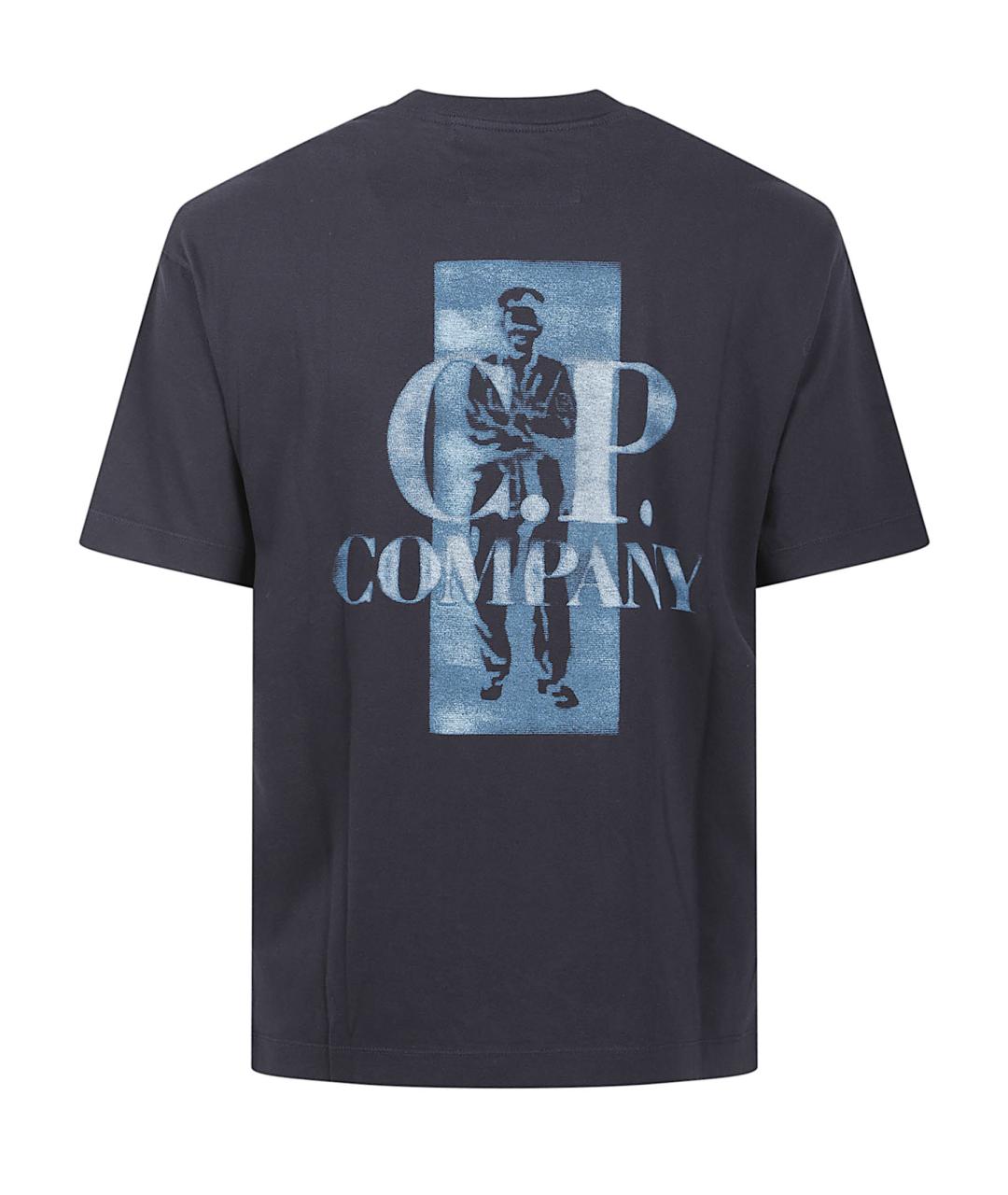 CP COMPANY Темно-синяя хлопковая футболка, фото 3