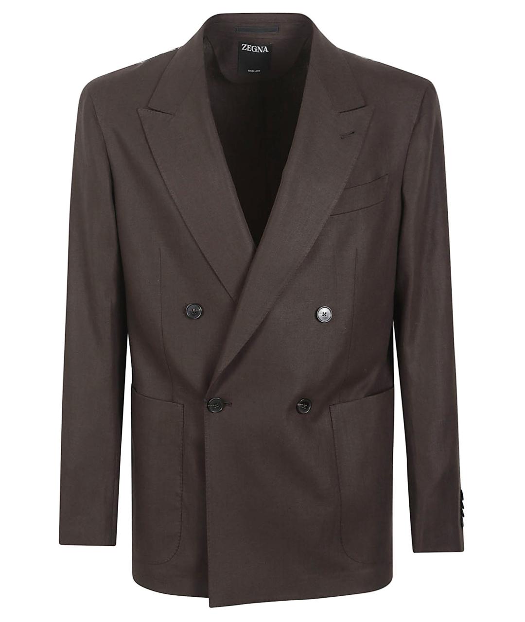 ZEGNA Коричневый льняной пиджак, фото 1