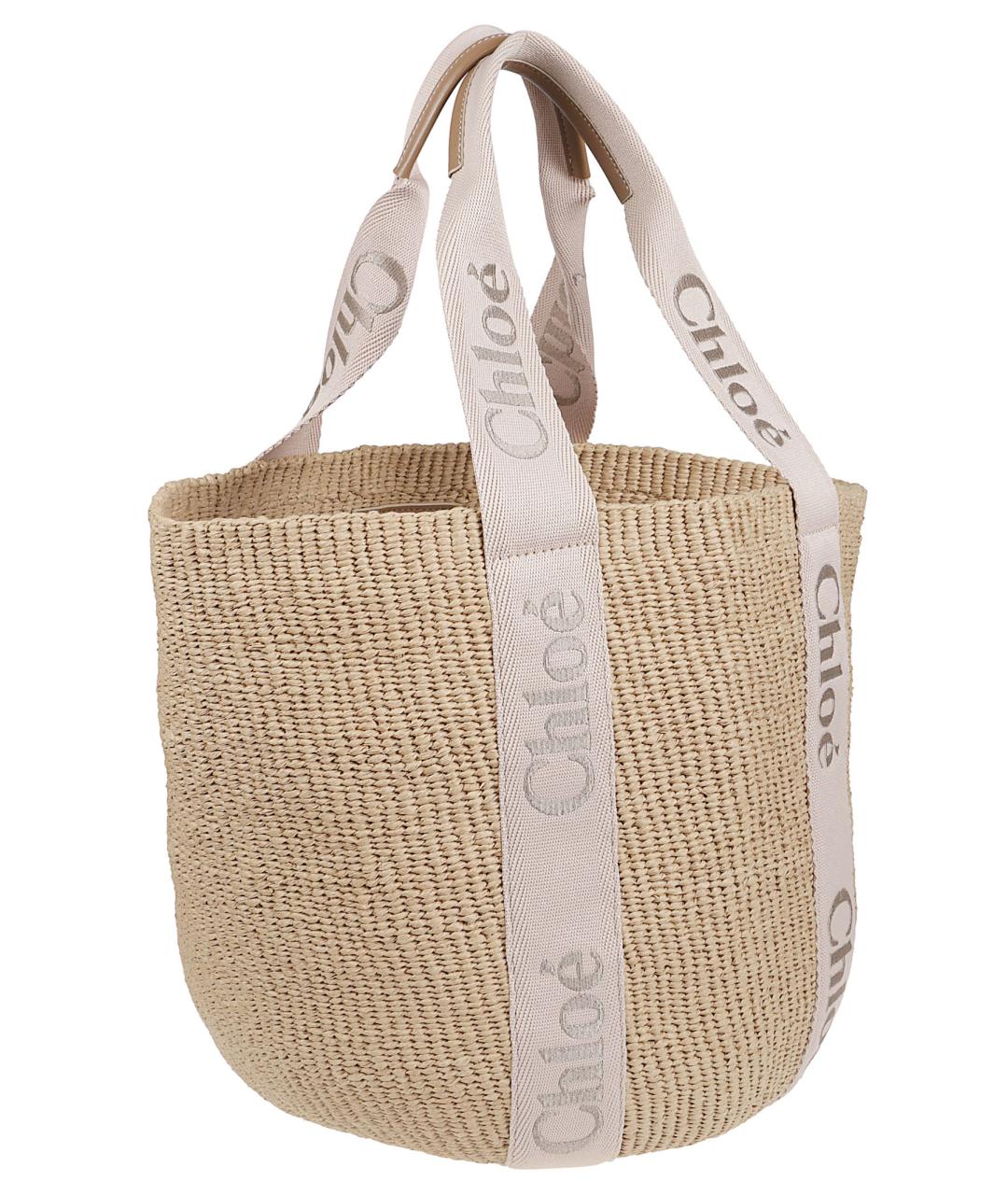 CHLOE Бежевая пелетеная сумка тоут, фото 4