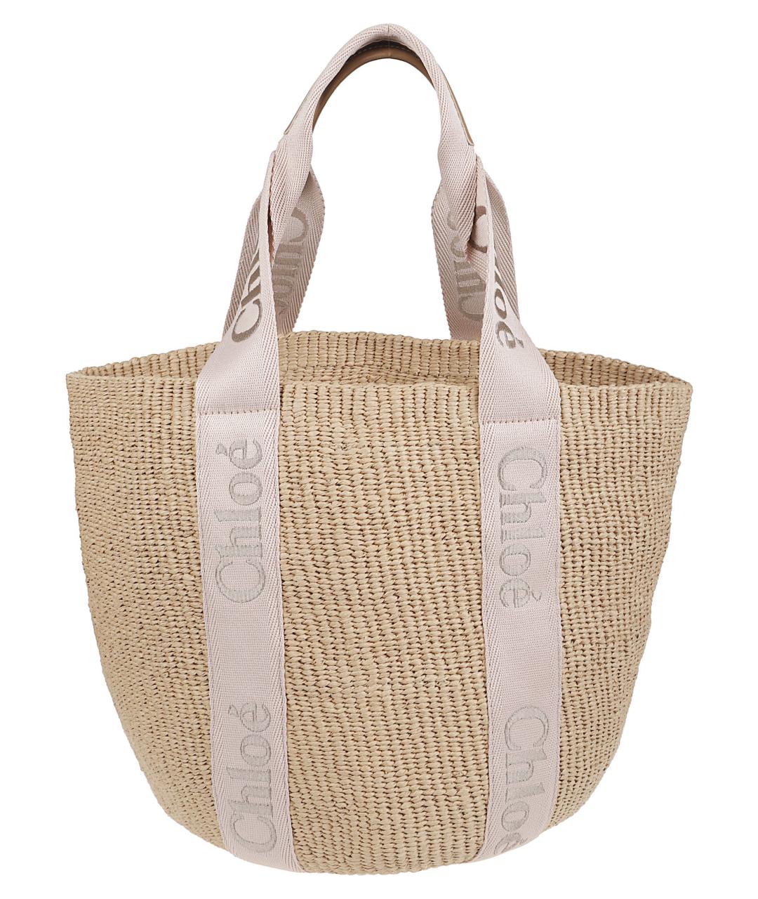 CHLOE Бежевая пелетеная сумка тоут, фото 3