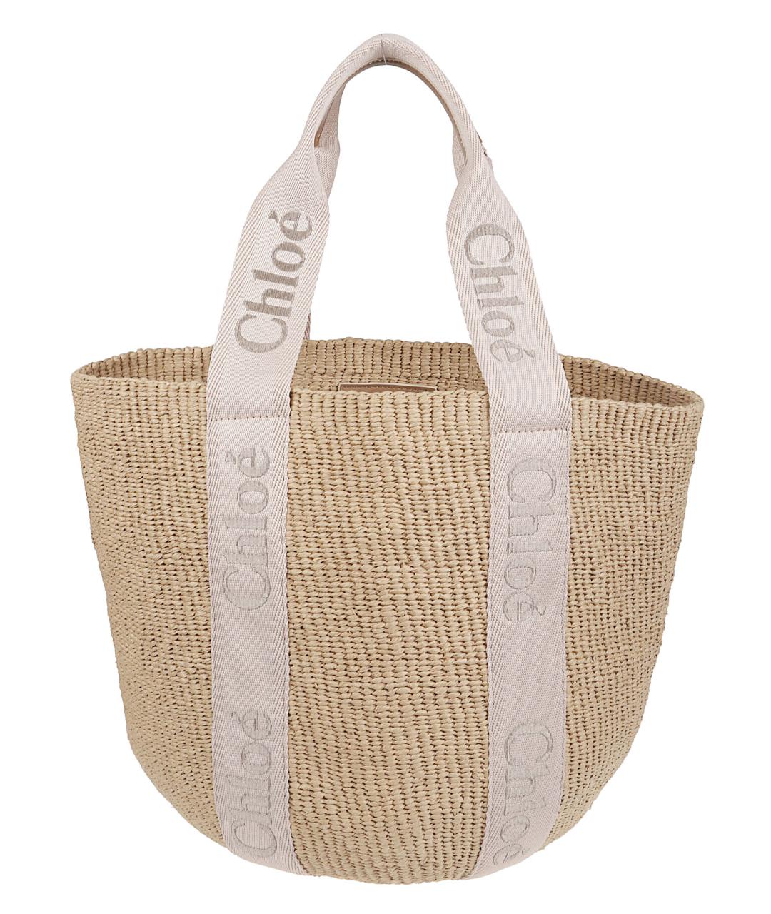 CHLOE Бежевая пелетеная сумка тоут, фото 1