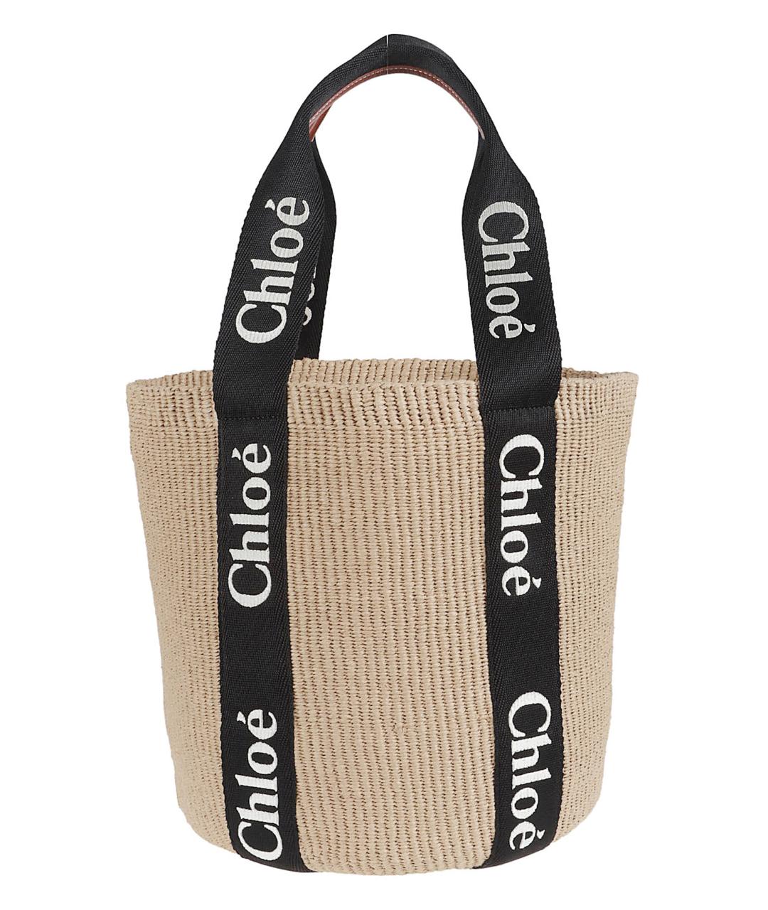 CHLOE Бежевая пелетеная сумка тоут, фото 1