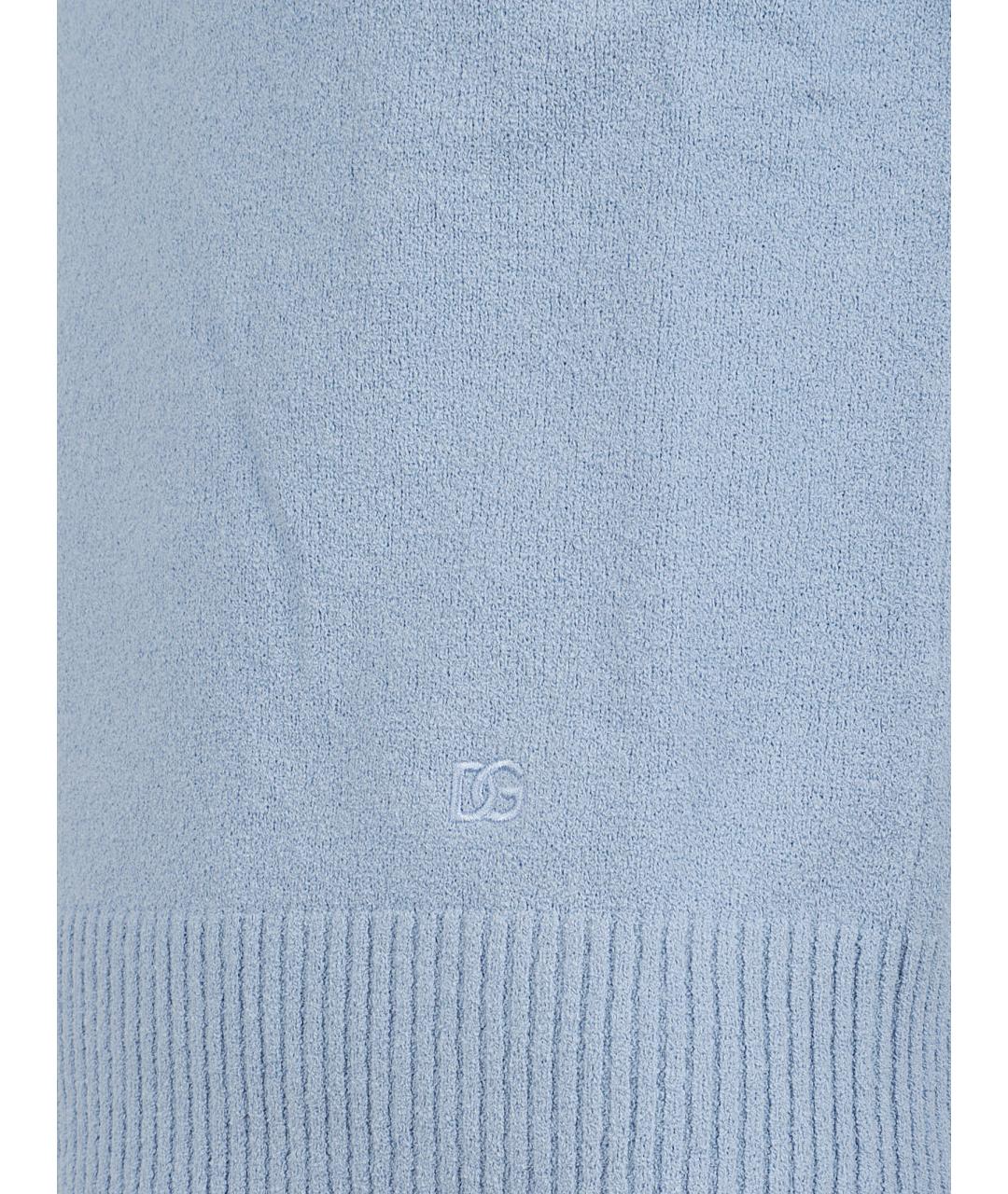 DOLCE&GABBANA Голубое хлопковое поло с коротким рукавом, фото 2