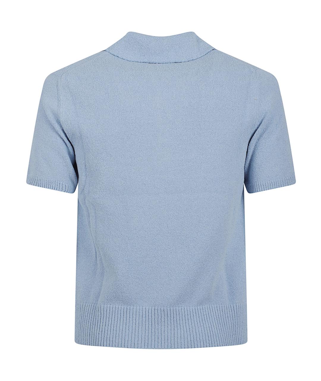 DOLCE&GABBANA Голубое хлопковое поло с коротким рукавом, фото 3