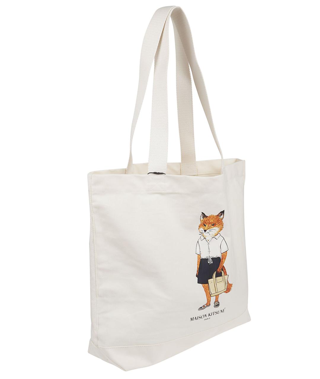 MAISON KITSUNE Белая хлопковая сумка тоут, фото 3