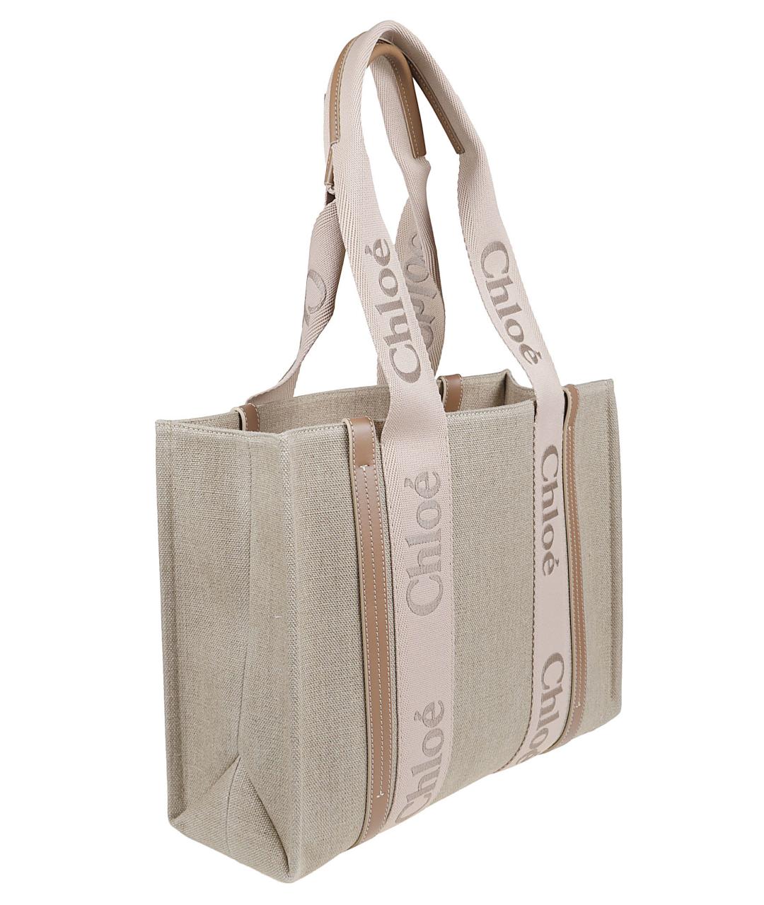 CHLOE Бежевая тканевая сумка тоут, фото 3