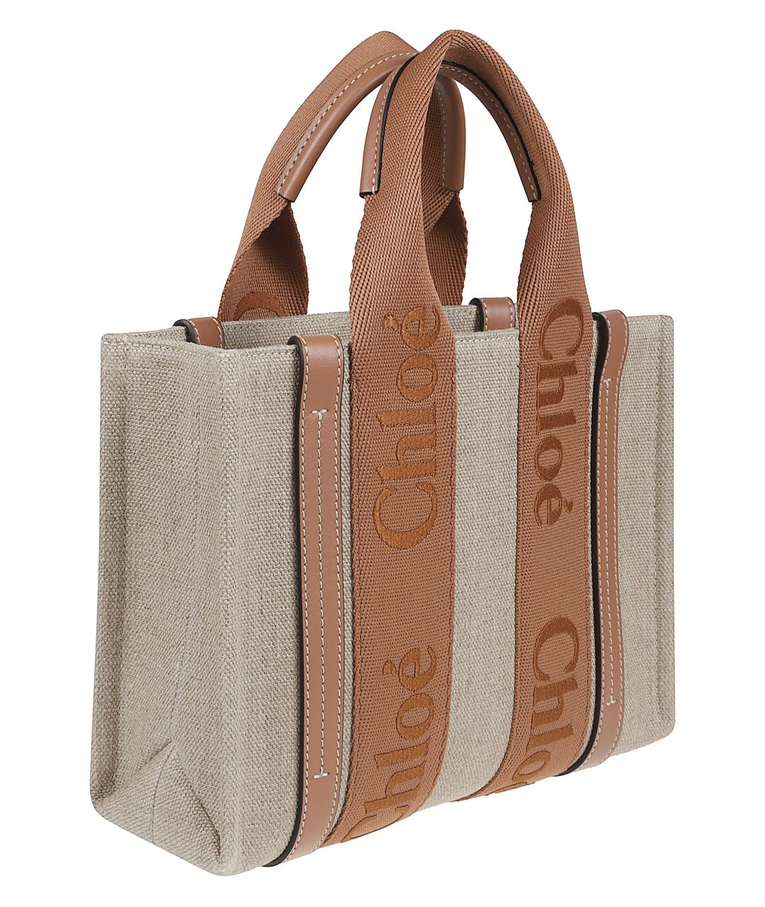 CHLOE Бежевая тканевая сумка тоут, фото 3