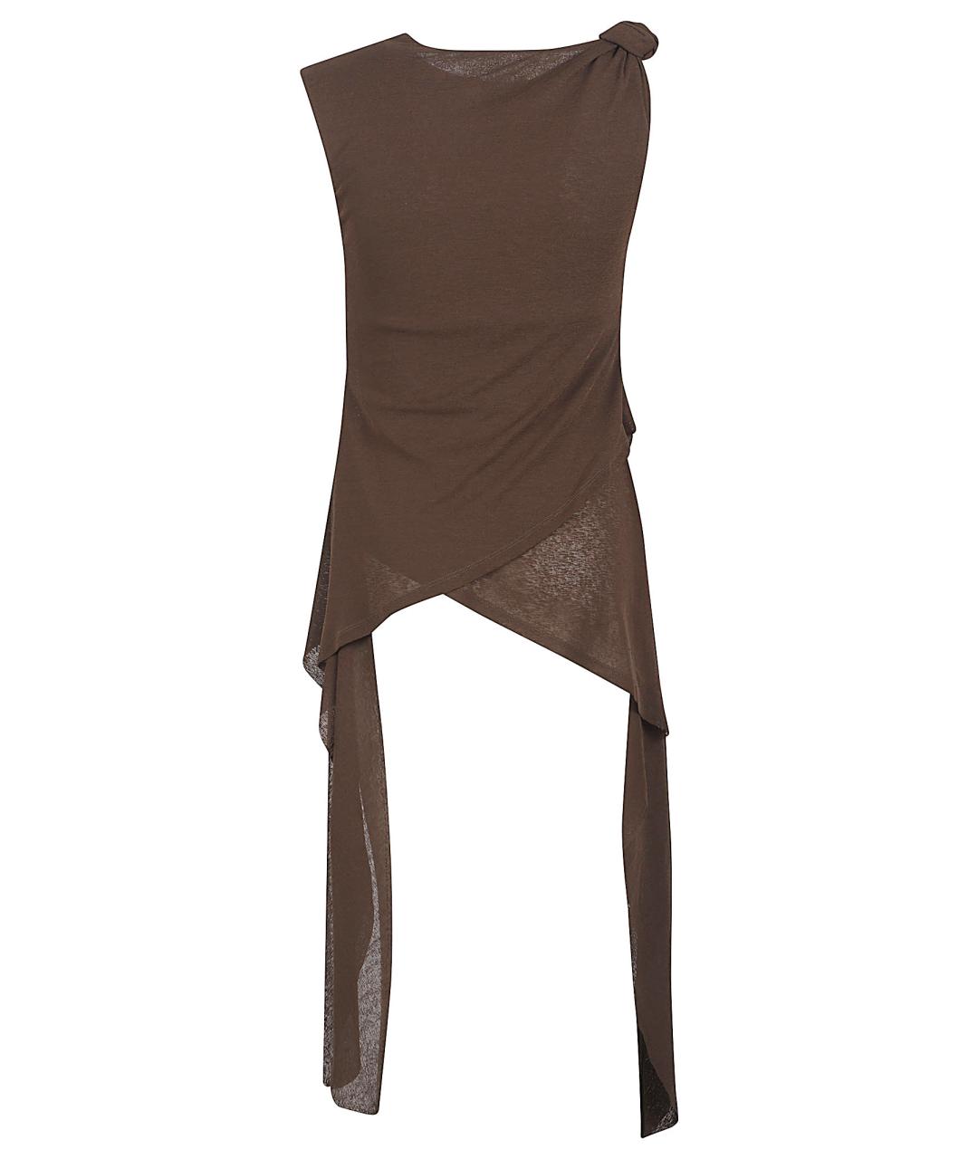 GANNI Коричневая полиэстеровая майка, фото 3