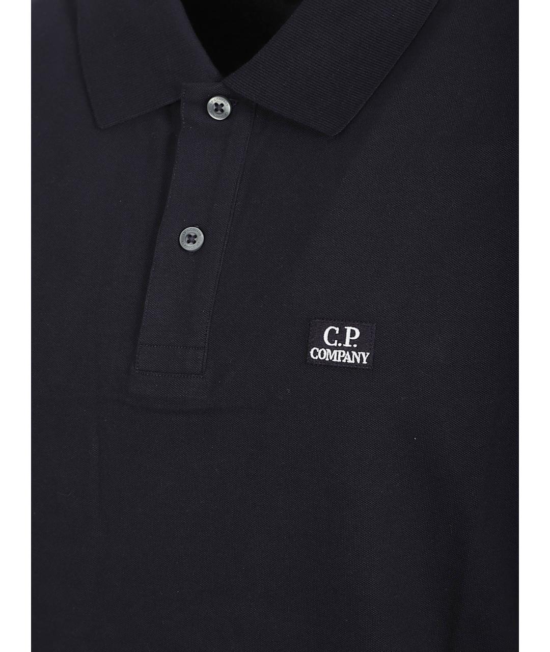 CP COMPANY Темно-синее хлопковое поло с коротким рукавом, фото 2