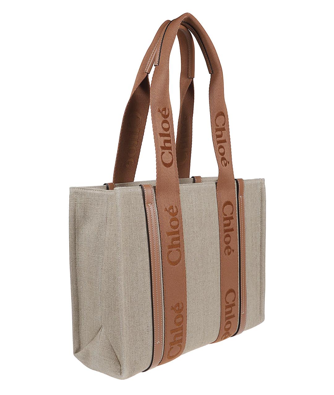 CHLOE Бежевая тканевая сумка тоут, фото 3