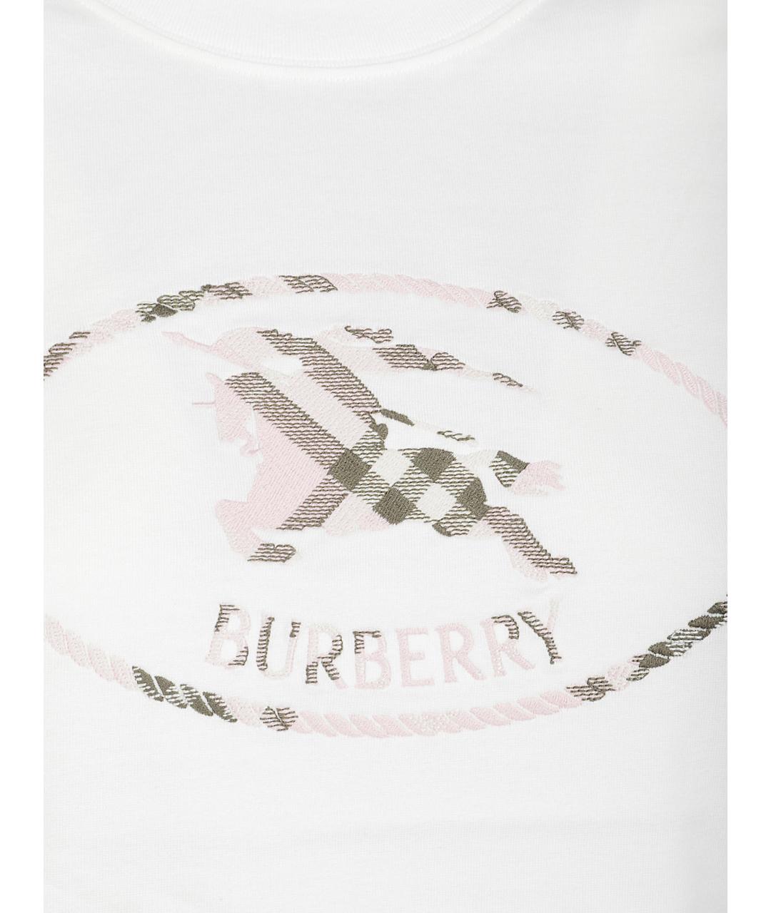 BURBERRY Белая хлопковая футболка, фото 2