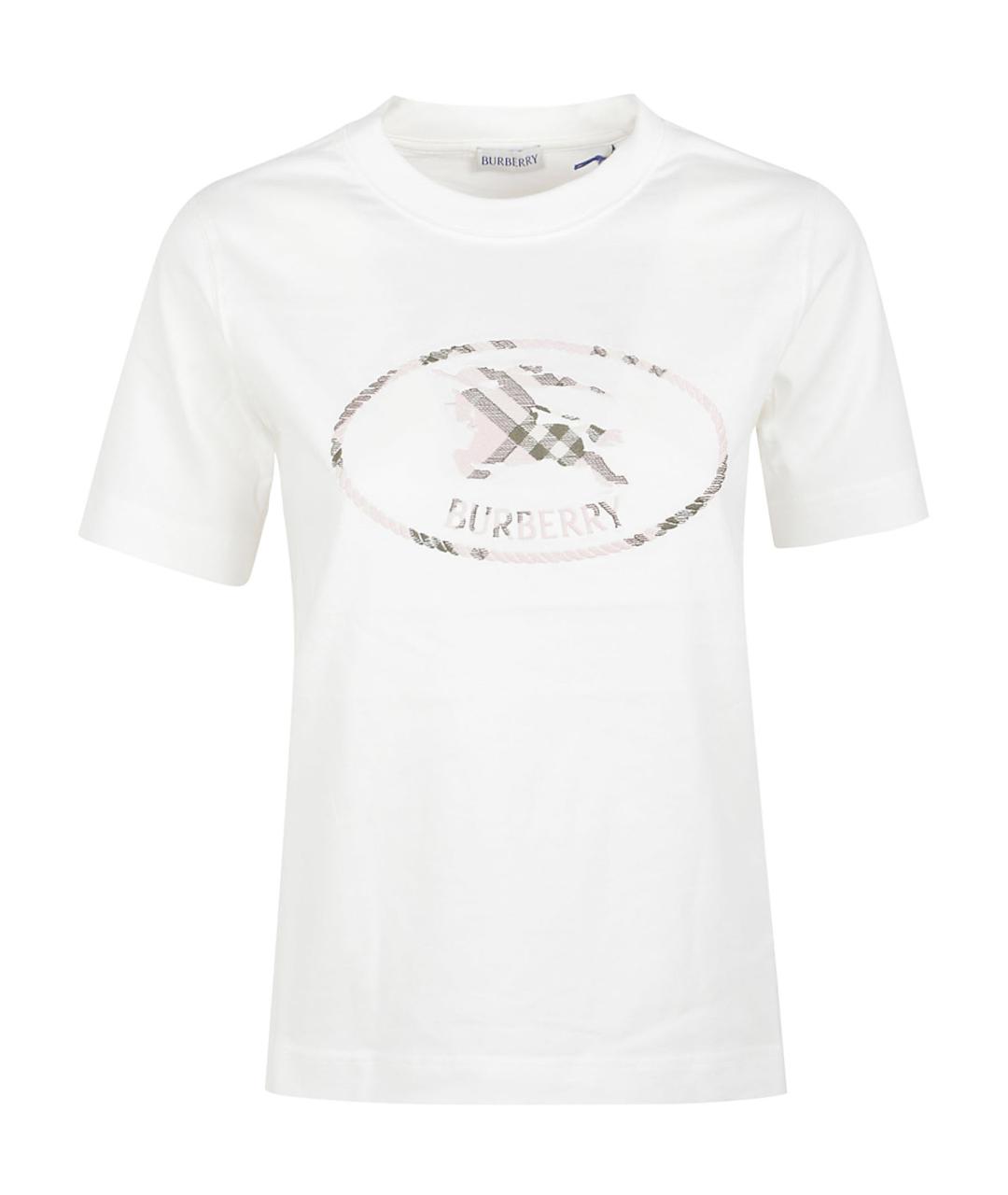 BURBERRY Белая хлопковая футболка, фото 1