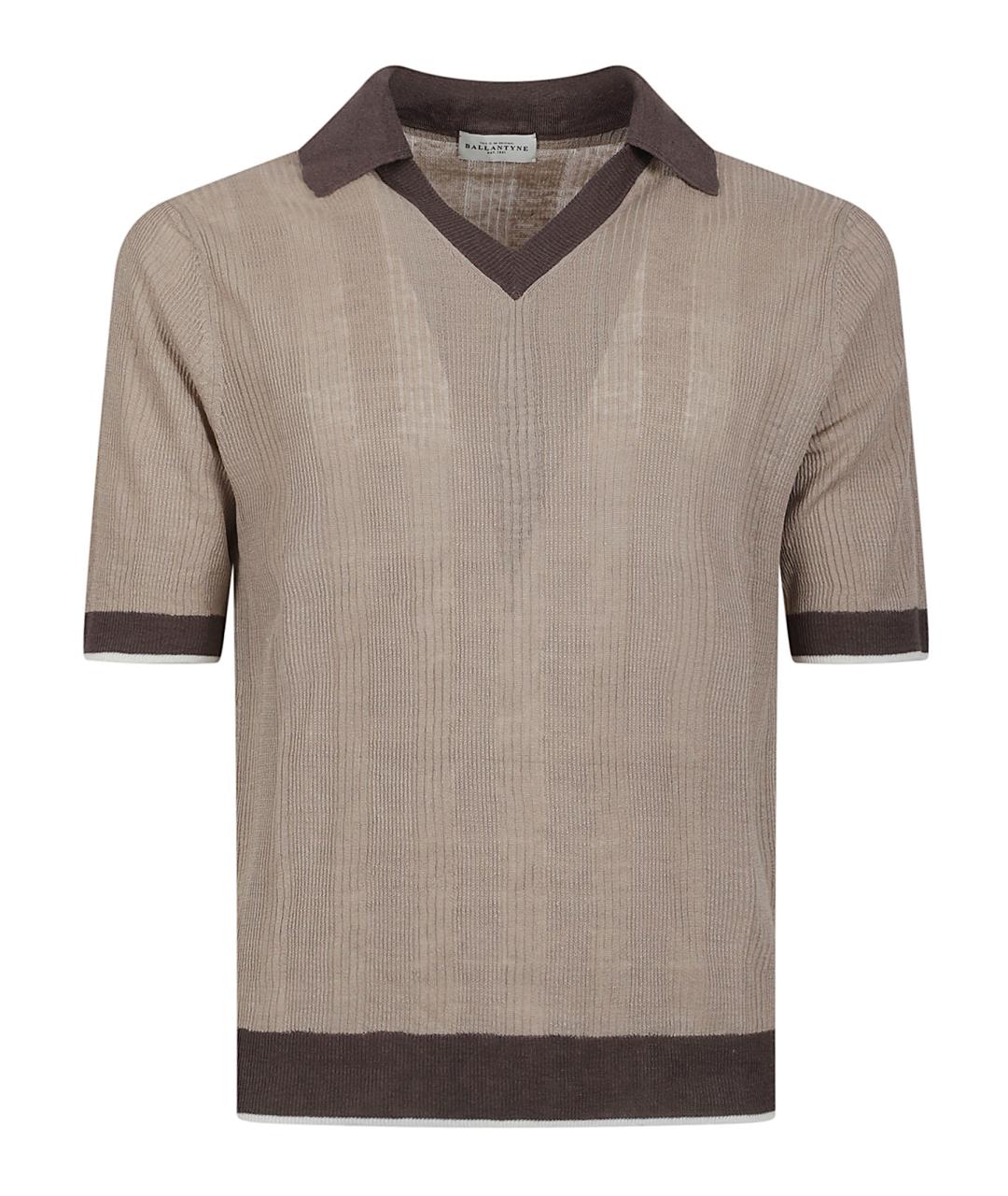 BALLANTYNE Коричневое поло с коротким рукавом, фото 1