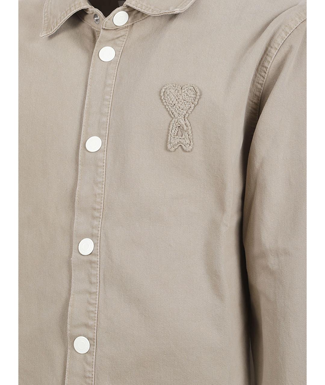 Ami Paris Бежевая хлопковая кэжуал рубашка, фото 2