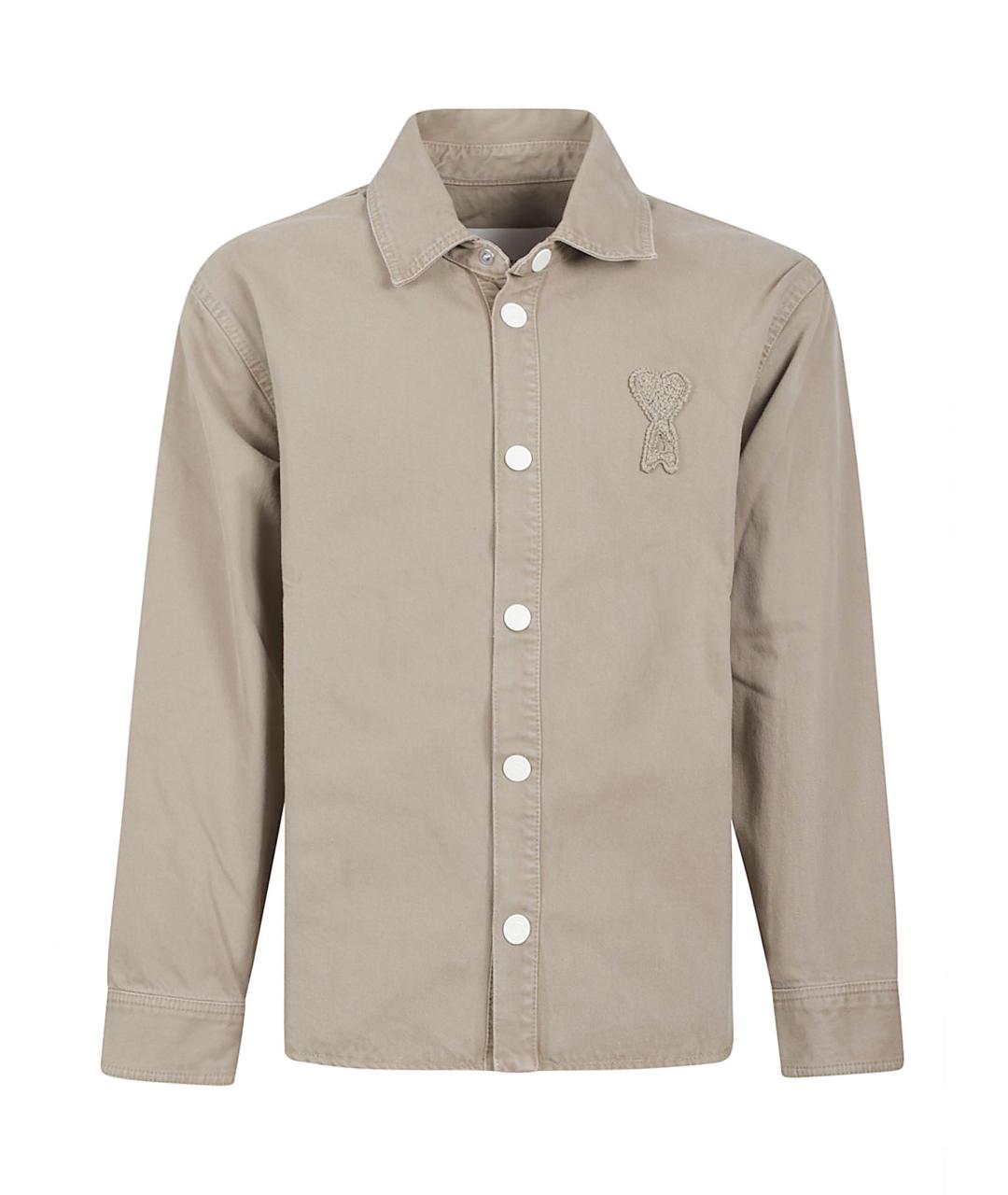 Ami Paris Бежевая хлопковая кэжуал рубашка, фото 1