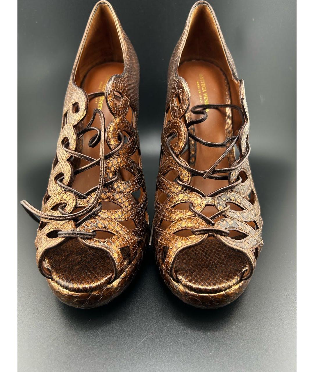 BOTTEGA VENETA Коричневые кожаные босоножки, фото 2