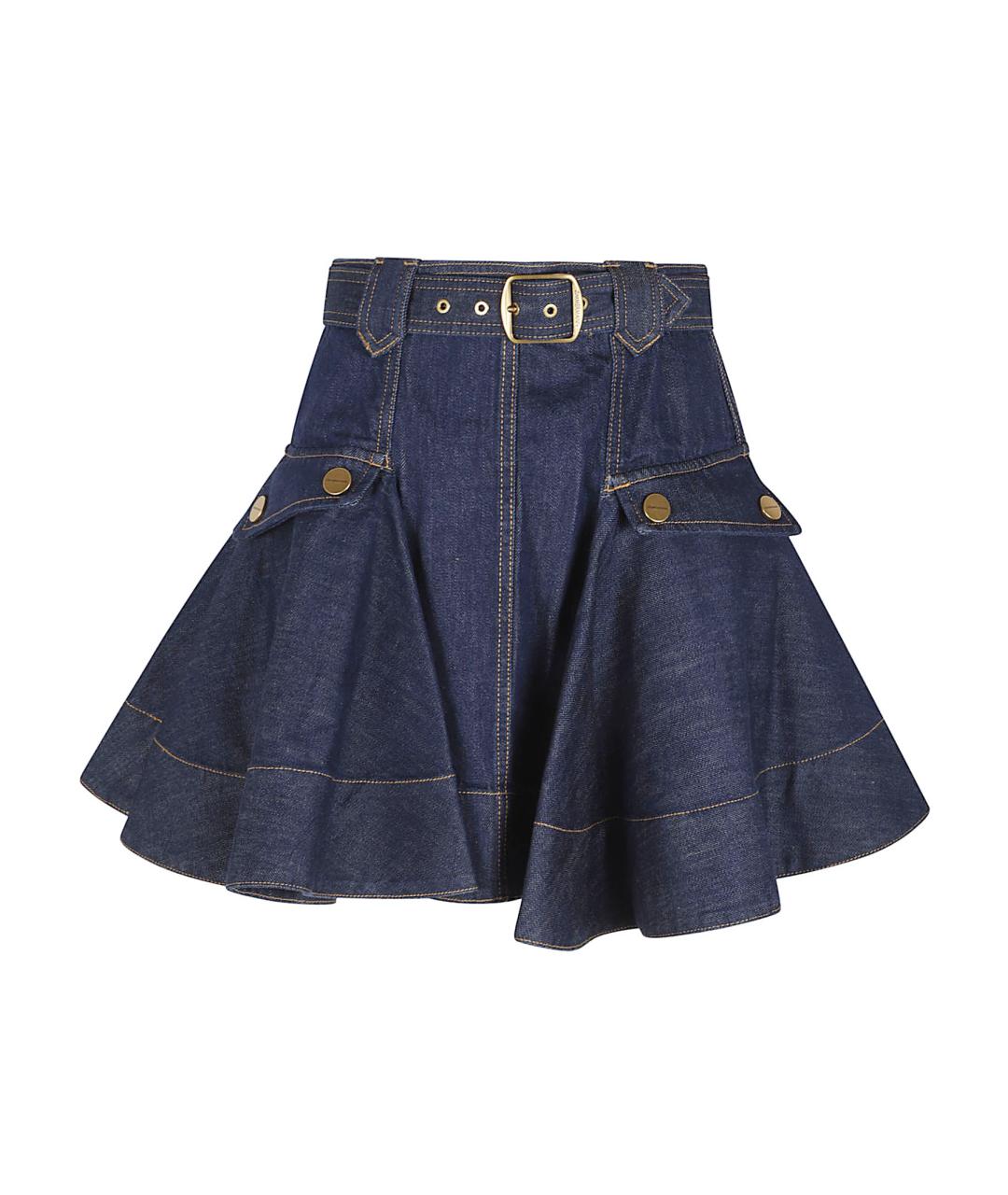 ZIMMERMANN Синяя хлопковая юбка мини, фото 1