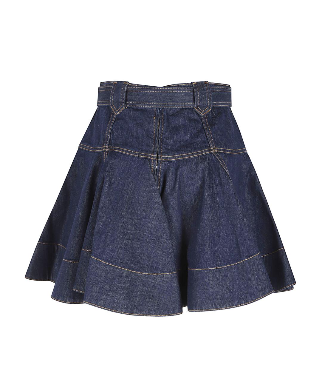 ZIMMERMANN Синяя хлопковая юбка мини, фото 3