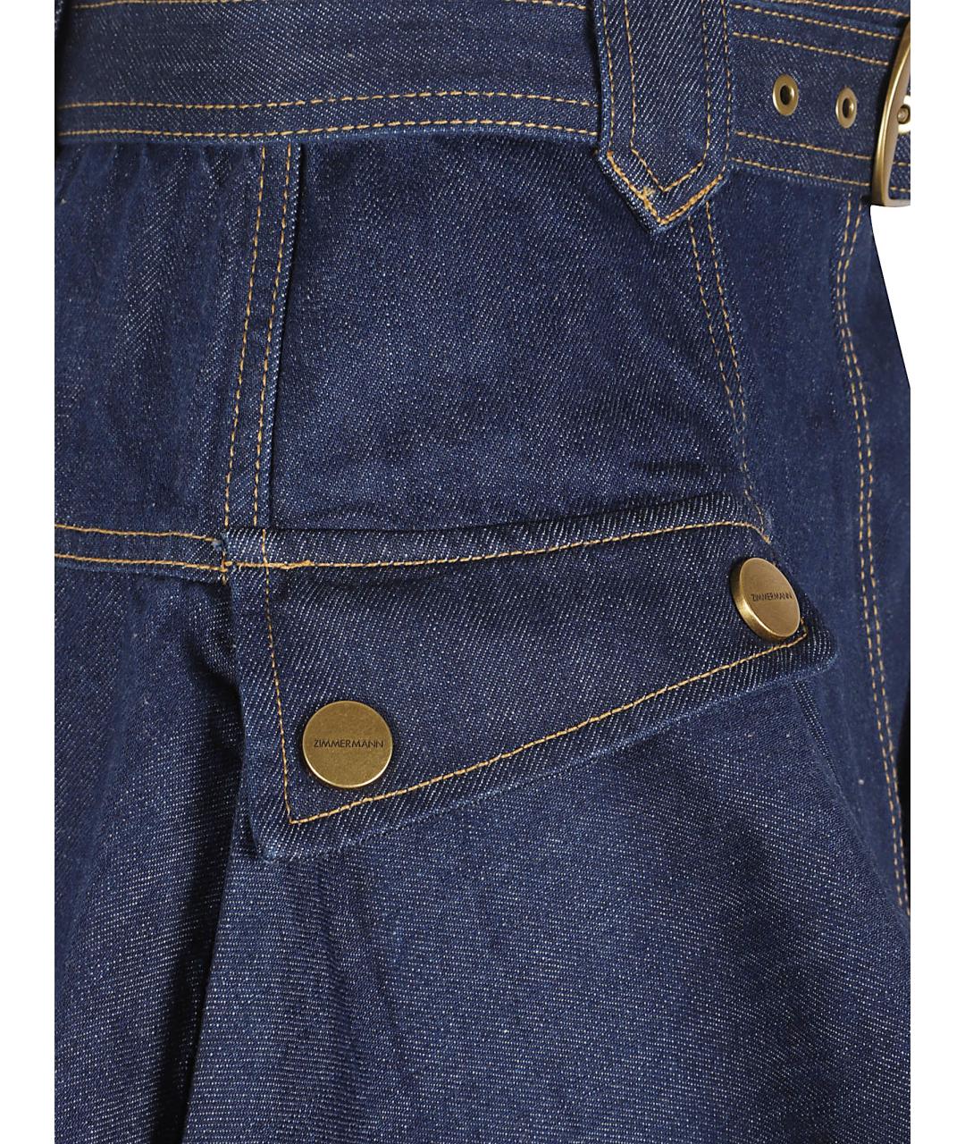 ZIMMERMANN Синяя хлопковая юбка мини, фото 2