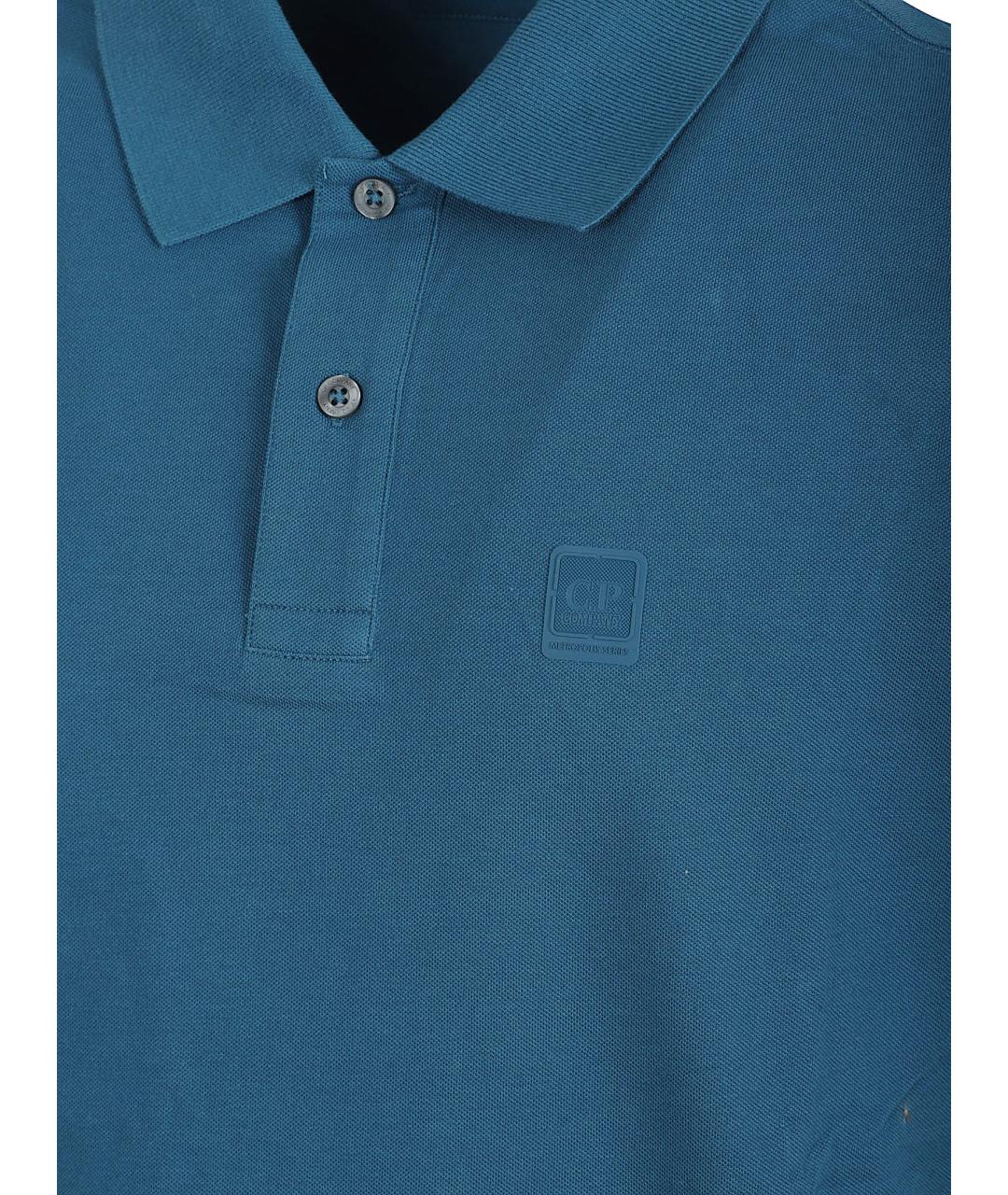 CP COMPANY Синее хлопко-эластановое поло с коротким рукавом, фото 2