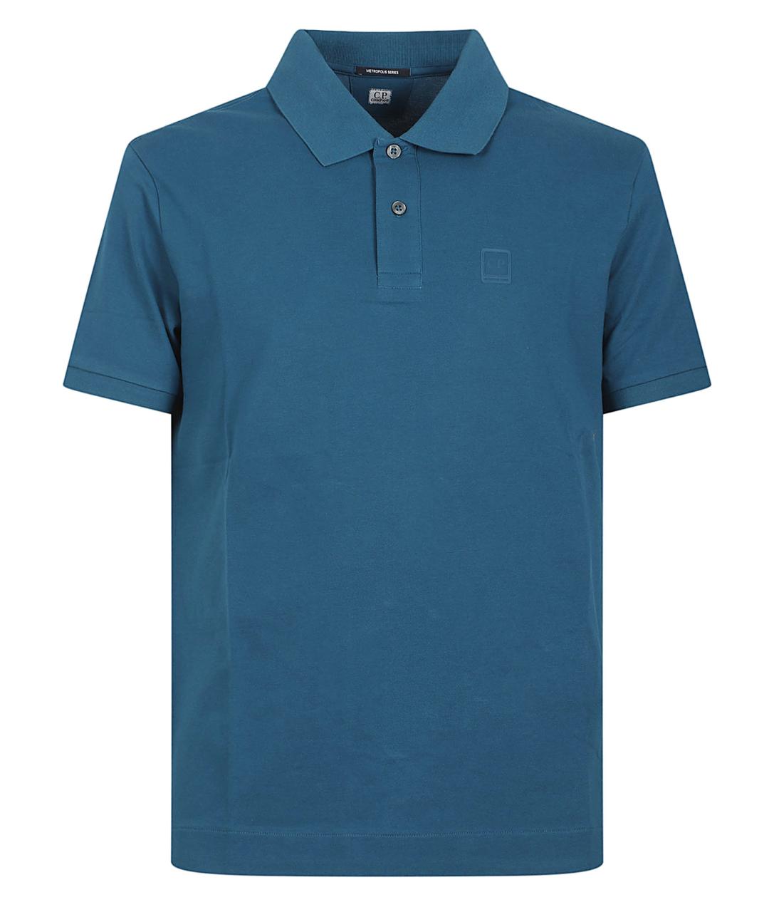 CP COMPANY Синее хлопко-эластановое поло с коротким рукавом, фото 1
