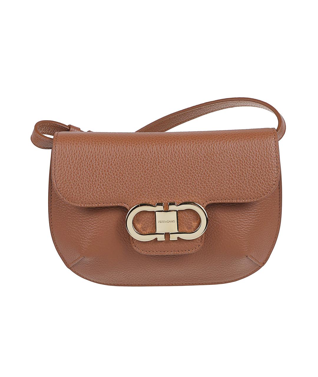 FERRAGAMO Коричневая кожаная сумка через плечо, фото 1