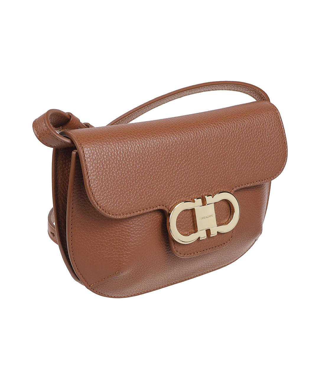 FERRAGAMO Коричневая кожаная сумка через плечо, фото 3